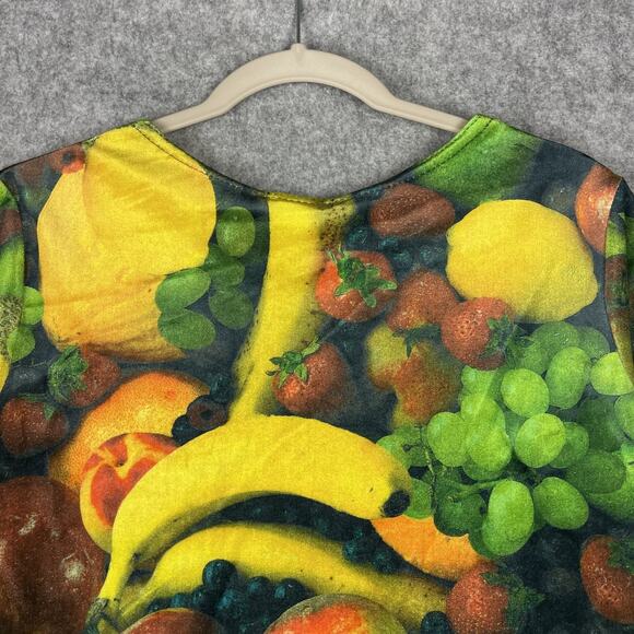 Vintage Db Sport Velvet Top Womens Small Fruit Print Bold Artsy Vibrant USA Made - Picture 9 of 12